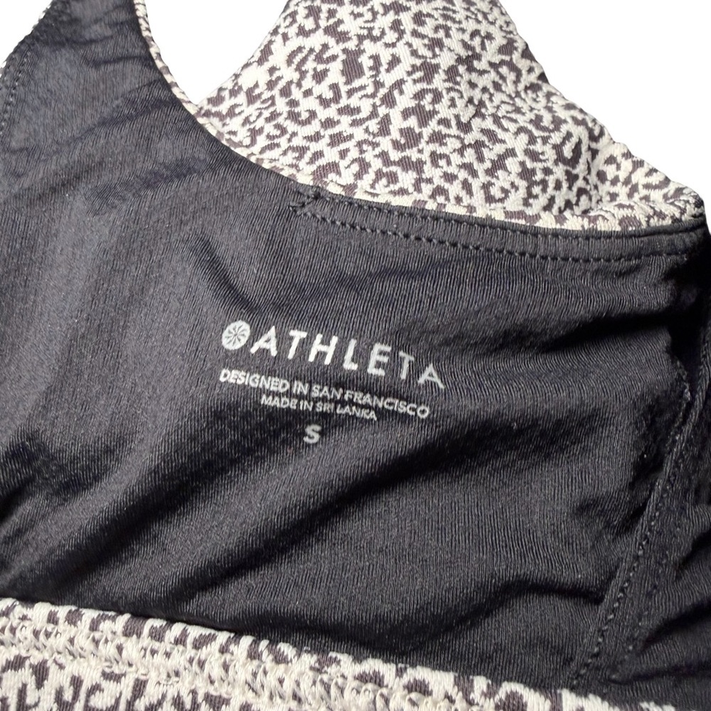 Athleta White and Black Speckled Scoop-Neck Sports Bra - Picture 7 of 8